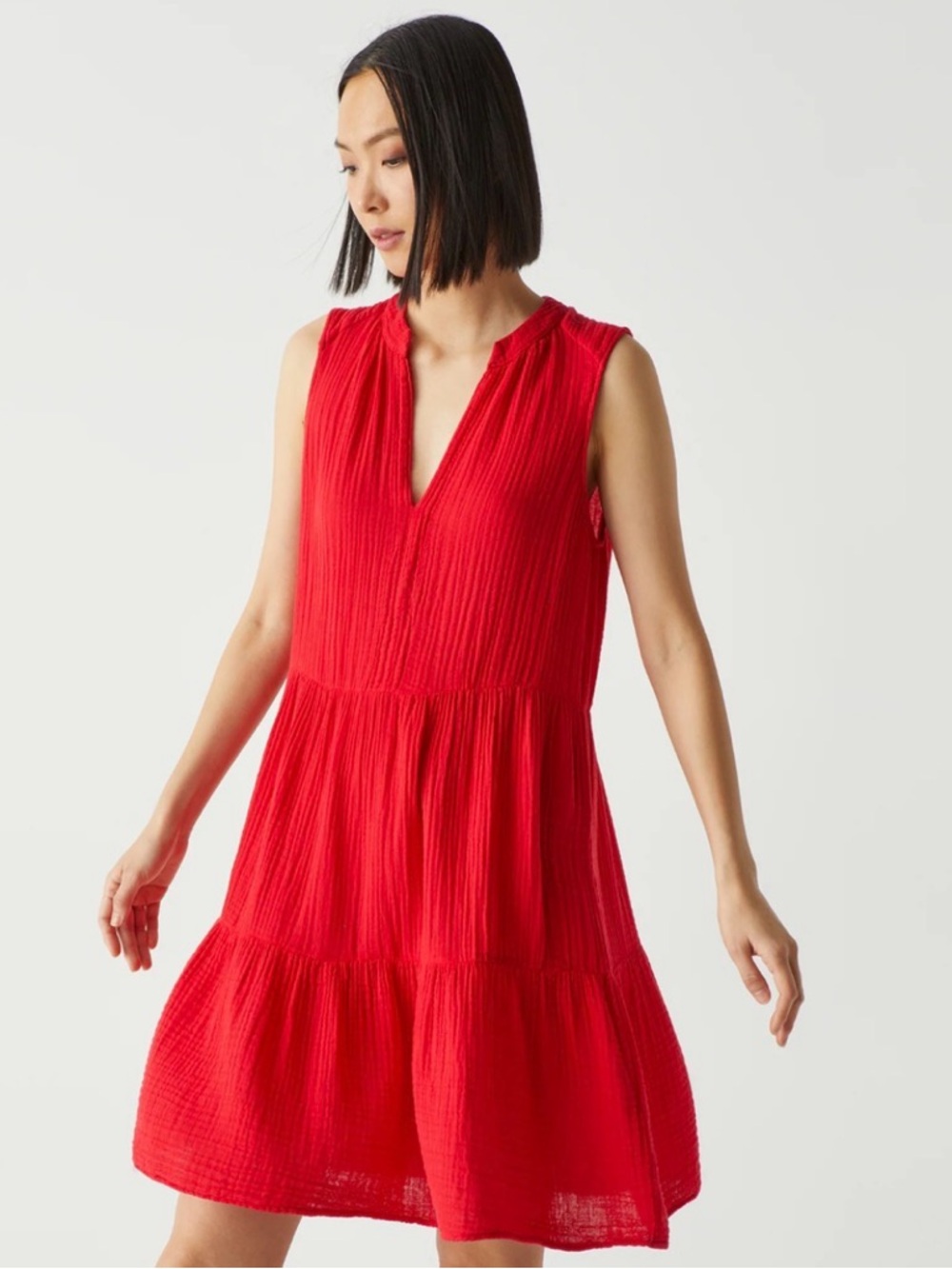 Michael Stars Tamale Red Waffled Cotton Gauze Daisy Dress Small New